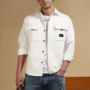 Oversized Casual Shacket Shirt White