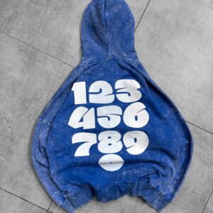 Numbers Puff Back Print Oversize Hoodie