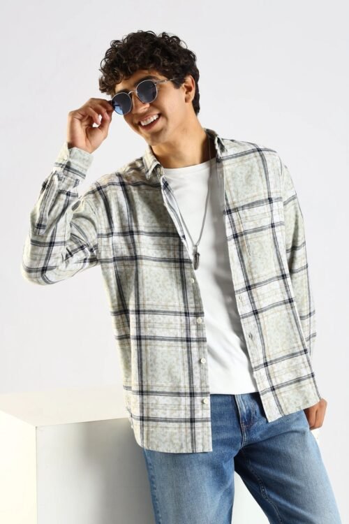 100% Cotton Slim Fit Checked Shirt Brown