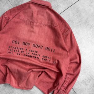 Numbers Back Printed With Washed Dropshoulder Shirt- Red