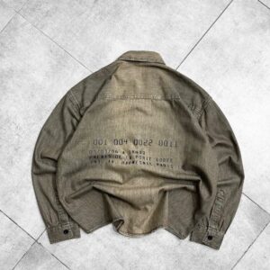 Numbers Back Printed With Washed Dropshoulder Shirt- Gray Shade