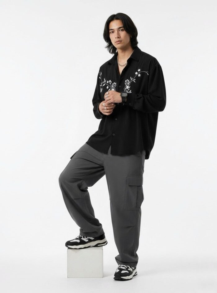 Designer Front Embroidery Dropshoulder Shirt 01