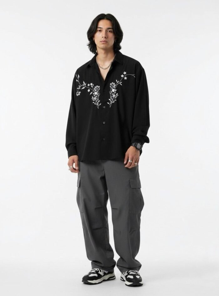 Designer Front Embroidery Dropshoulder Shirt 02