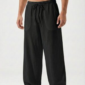 Linen Relax Fit Pant - Black