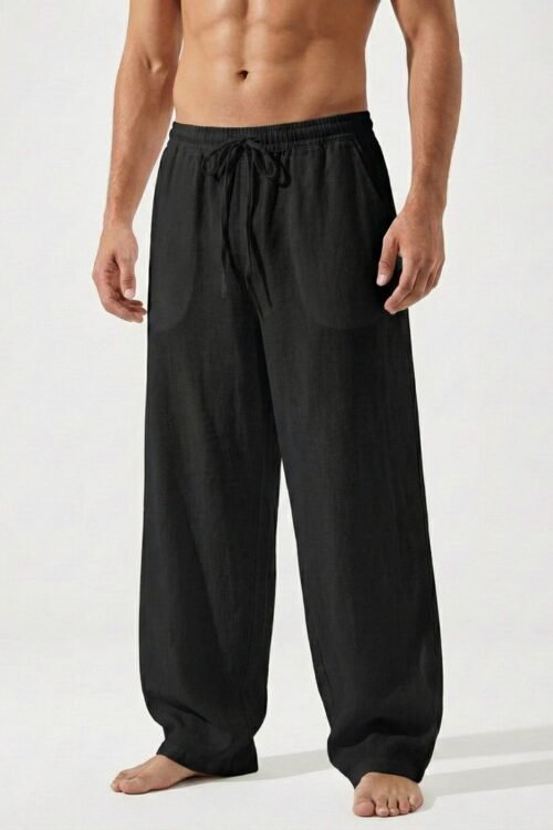 Linen Relax Fit Pant - Black