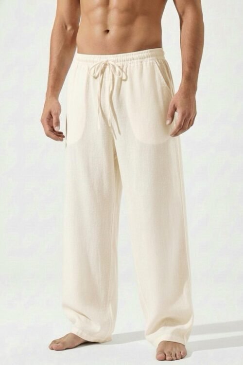 Linen Relax Fit Pant - Cream