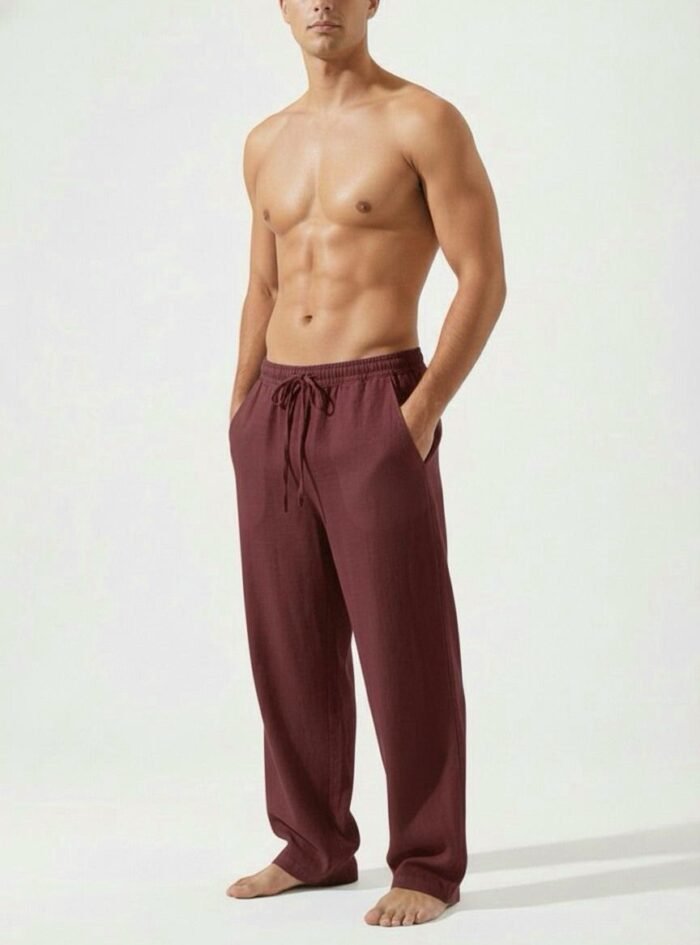 Linen Relax Fit Pant - Maroon 01 Linen Relax Fit Pant - Maroon 01