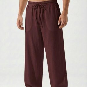 Linen Relax Fit Pant - Maroon