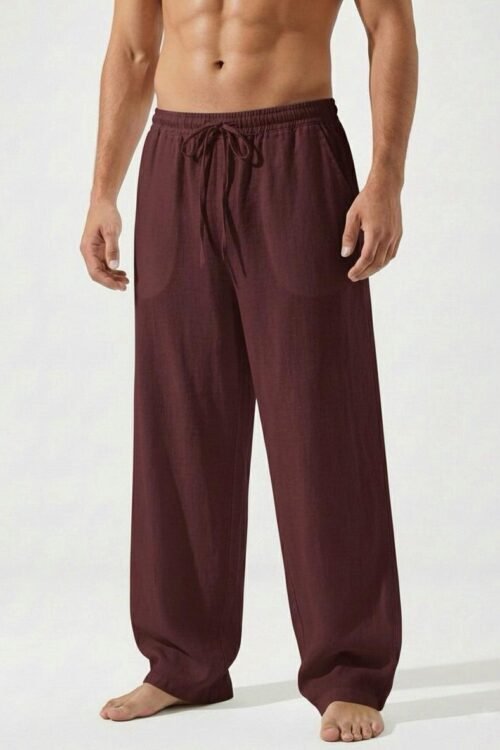 Linen Relax Fit Pant - Brown