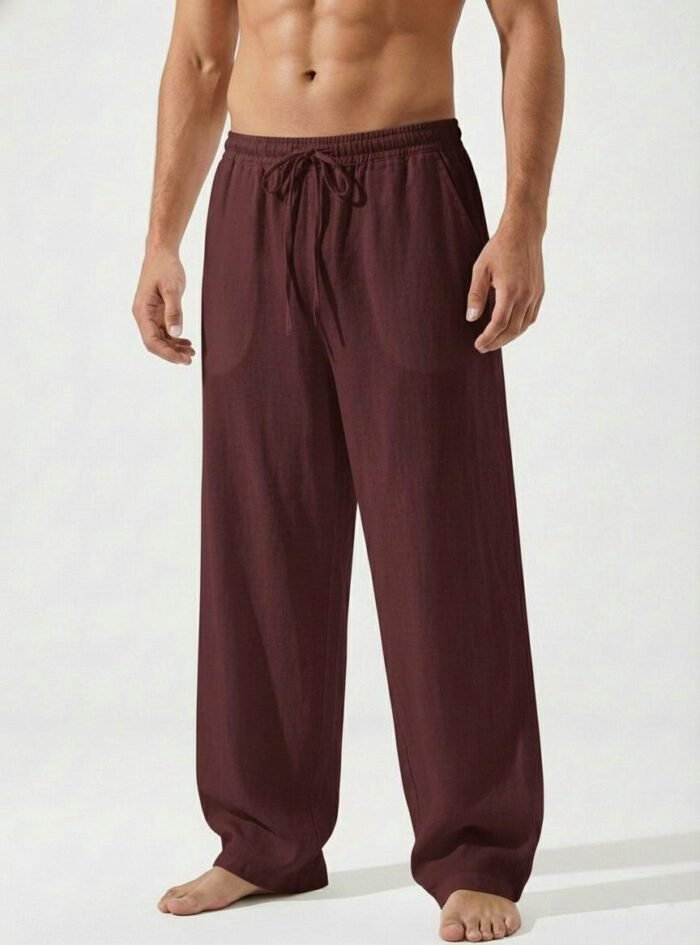 Linen Relax Fit Pant - Maroon Linen Relax Fit Pant - Maroon