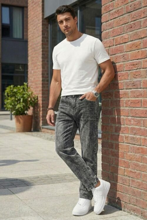 Momfit Raw Denim- Charcoal Grey