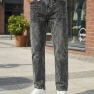 Momfit Raw Denim- Charcoal Grey