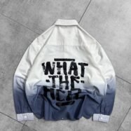 What The Hell Back Printed Shirt - White & Blue