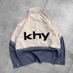 Dipdyed Khy Puff Backprinted Dropshoulder Shirt- half White