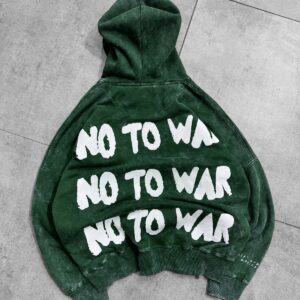 No To War Back Printed Hoodie