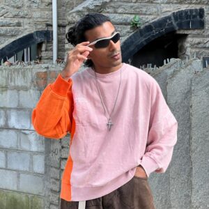 AcidWashed Oversize T-shirt Baby Pink with Lavander