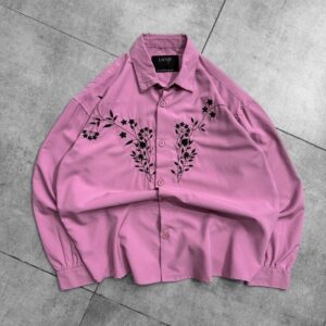 Designer Front Embroidery Dropshoulder Shirt- Lavender