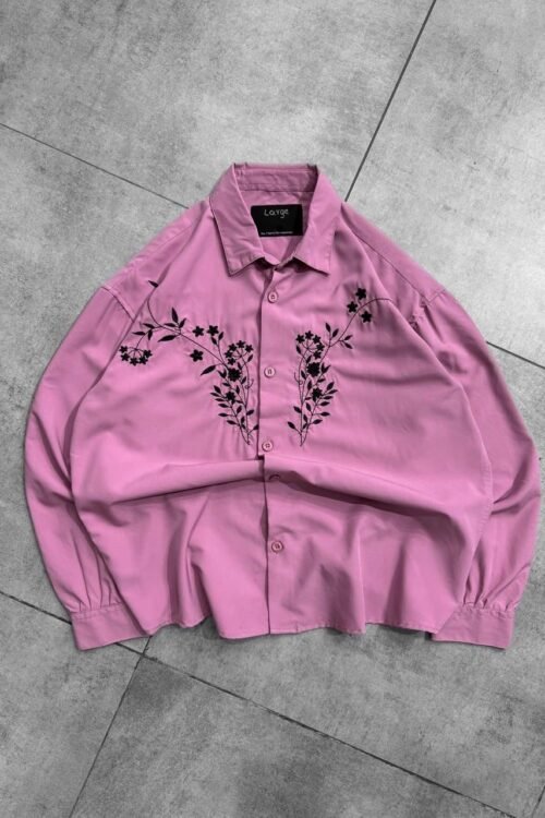 Designer Front Embroidery Dropshoulder Shirt- Lavender