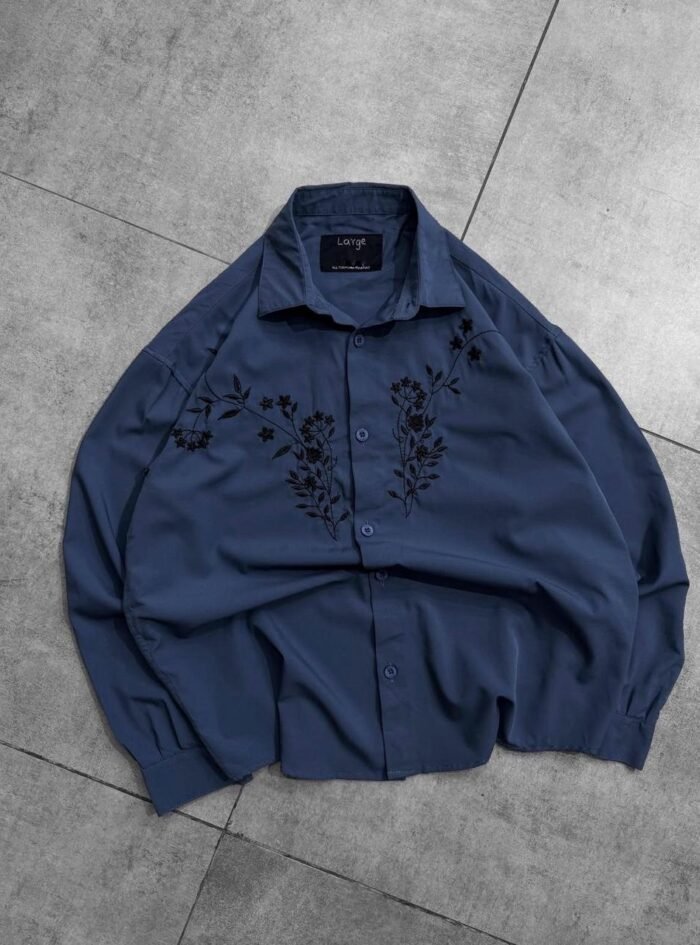 Designer Front Embroidery Dropshoulder Shirt Designer Front Embroidery Dropshoulder Shirt