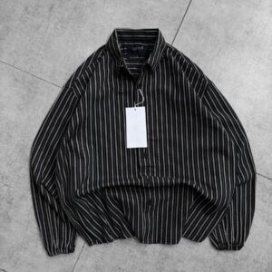 Oldmoney Minimal Check Dropshoulder Shirt- Black