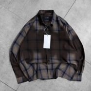 Hypen Sulphuric Washed Checked Dropshoulder Shirt- Gray 01