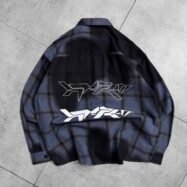 Hypen Sulphuric Washed Checked Dropshoulder Shirt- Blue01