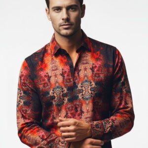Printed Viscose Shirt Red