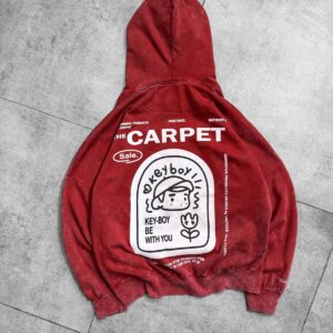 Key-Boy Carpet Oversize Hoodie- Red