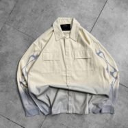 Dipdyed With Puff Sleeve Printed Dropshoulder Shirt- White 01