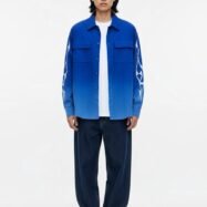 Dipdyed With Puff Sleeve Printed Dropshoulder Shirt- Blue 01