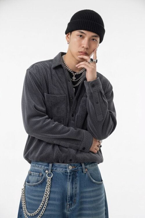 Never Inside Oversize Shirt- Charcoal Black