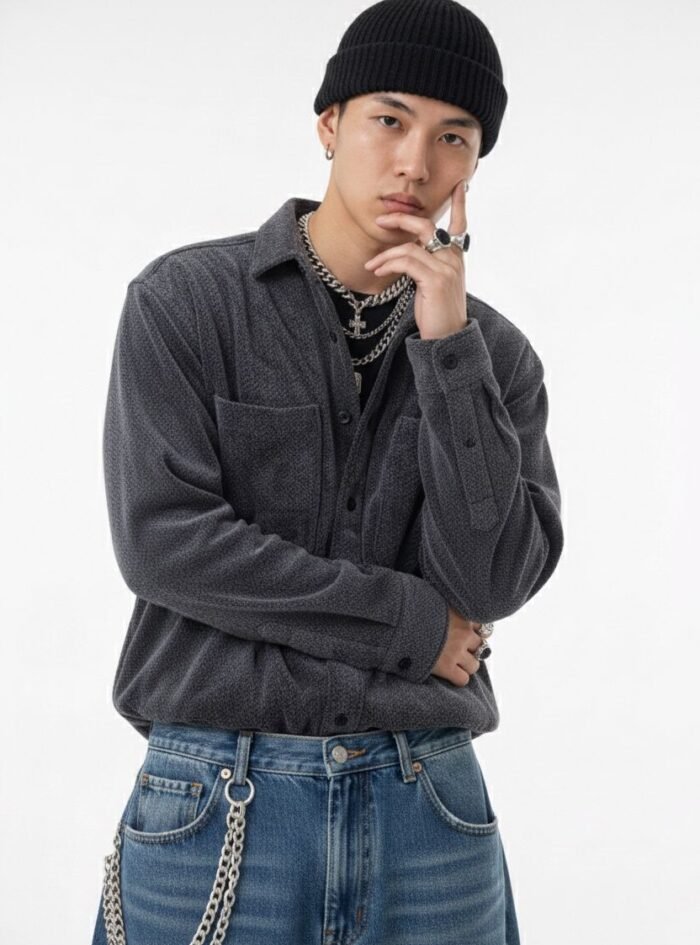 Never Inside Oversize Shirt- Charcoal Black 01