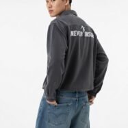 Never Inside Oversize Shirt- Charcoal Black 03