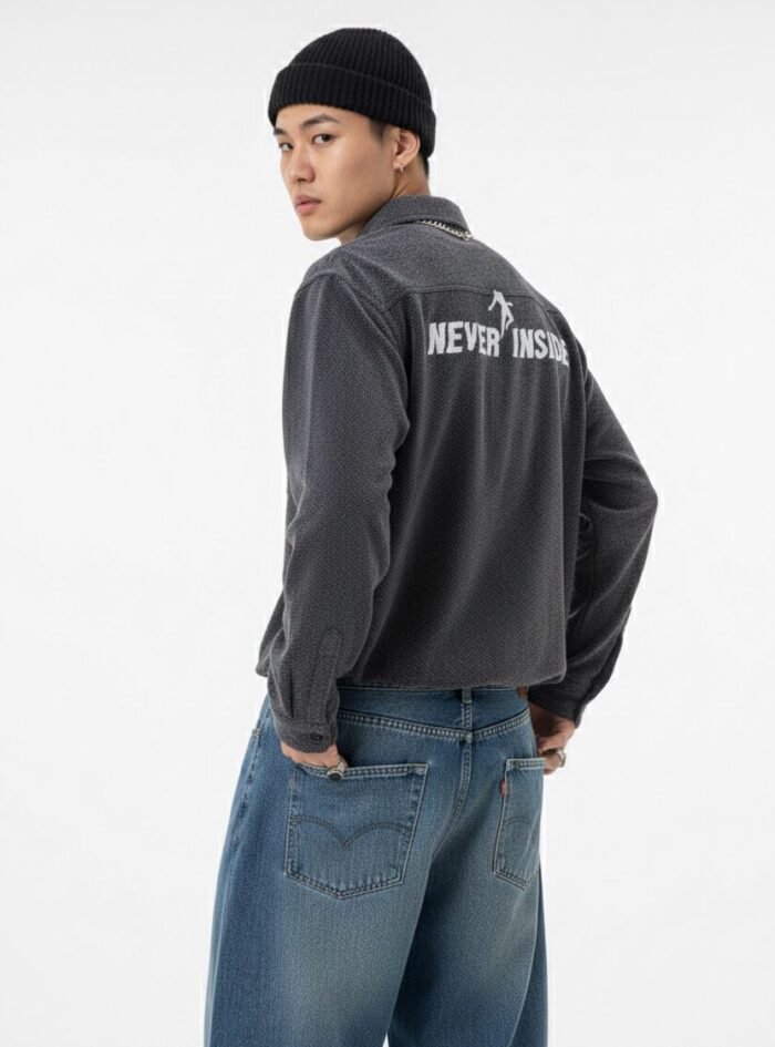 Never Inside Oversize Shirt- Charcoal Black 03