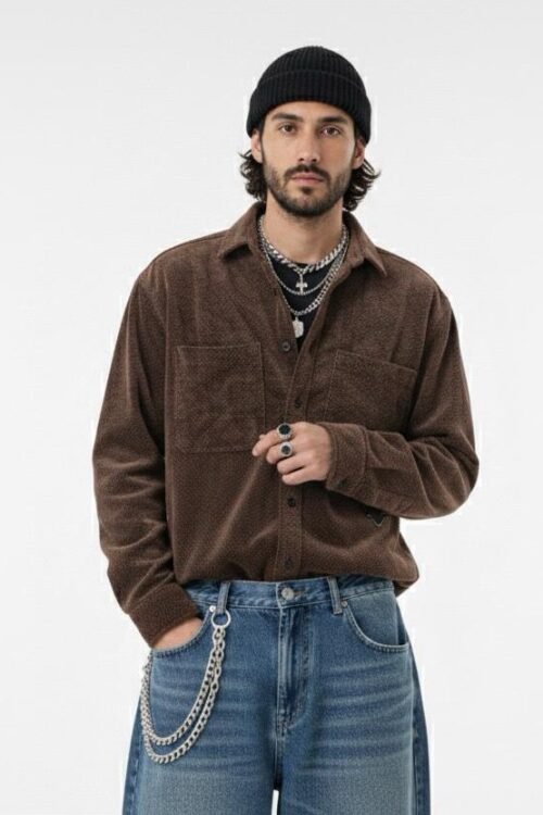 Never Inside Oversize Shirt- dark brown