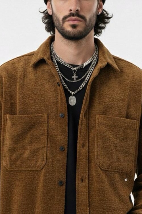 Never Inside Oversize Shirt- Gold Brown