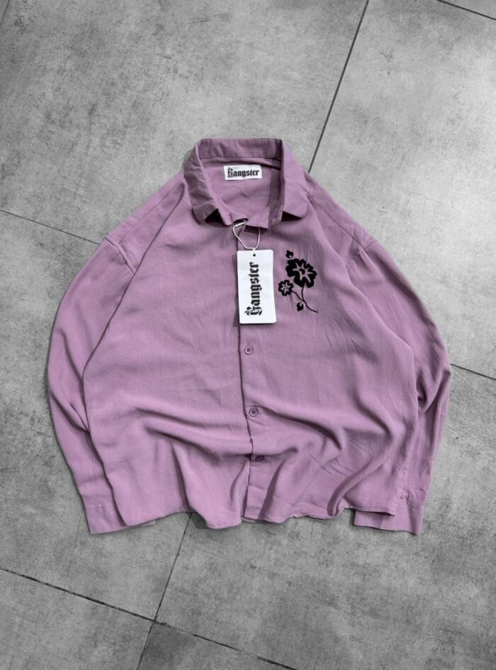 Embroidery DropShoulder Shirt- Lavender 01