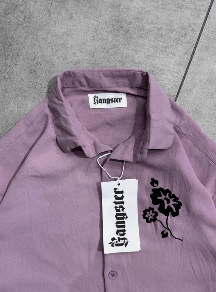 Embroidery DropShoulder Shirt- Lavender 01