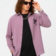 Embroidery DropShoulder Shirt- Lavender 02