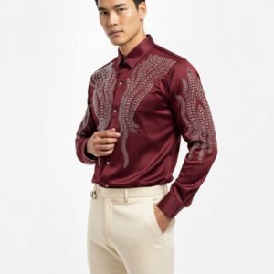 Stone Designer Shirt - Maroon