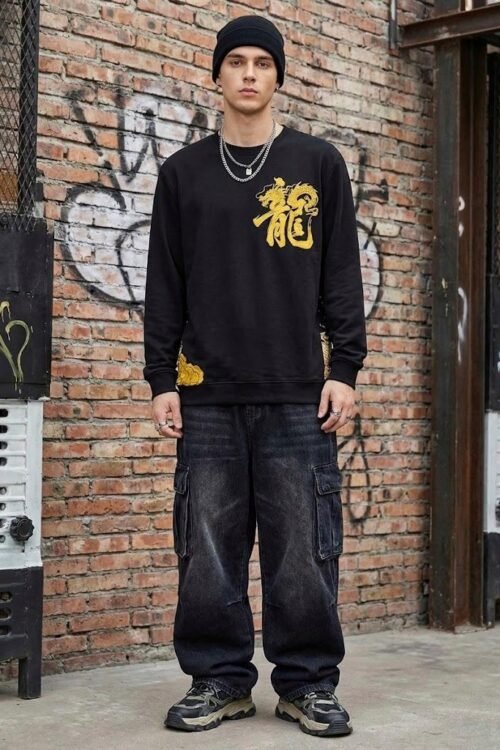 Asian Dragon Black Sweatshirt