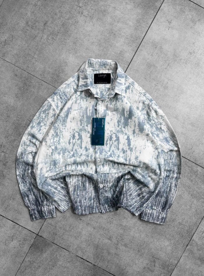 Minival Back Printed Oversiez Shirt - Blue Shade