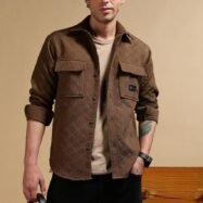 Oversized Casual Shacket Shirt Brown