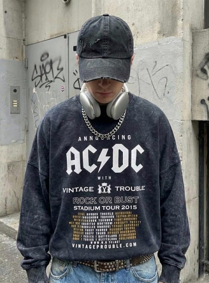 AcidWashed AC DC Oversize T-shirt AcidWashed AC DC Oversize T-shirt