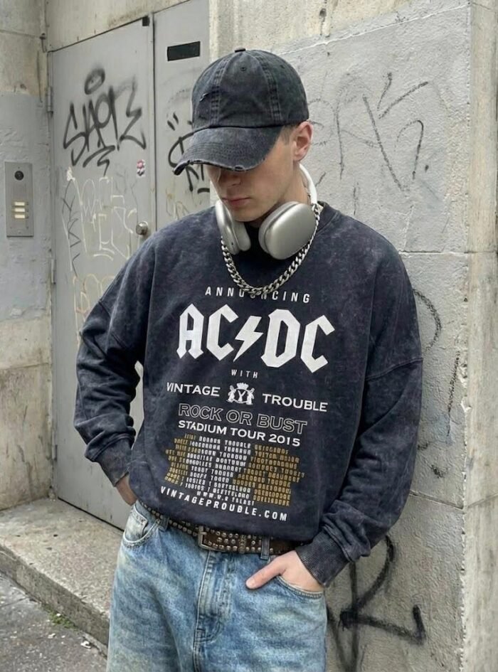 AcidWashed AC DC Oversize T-shirt AcidWashed AC DC Oversize T-shirt