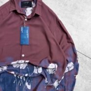 Flower Printed Rayon Shirt -Maroon