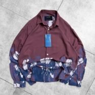 Flower Printed Rayon Shirt -Maroon