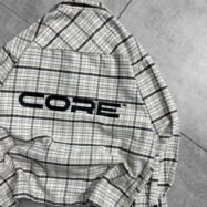 Core Backprinted Quarter-Zip Oversize Shirt- Half White