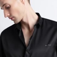 Plain Satin Shirt-Black
