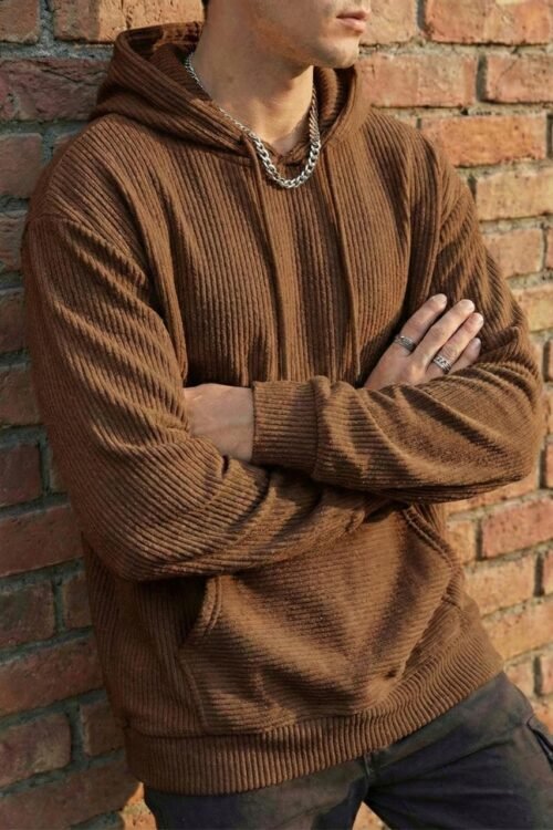 Corduroy Hoodie - Brown